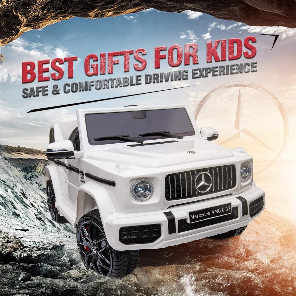 Mercedes-Benz AMG G63 Battery Ride-on Car with Remote Control - White - TOYBOX Toy Shop