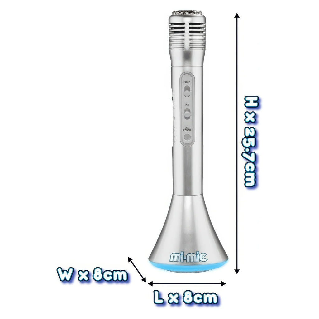 Mi-Mic Portable Bluetooth Karaoke Microphone Speaker - Silver - TOYBOX Toy Shop