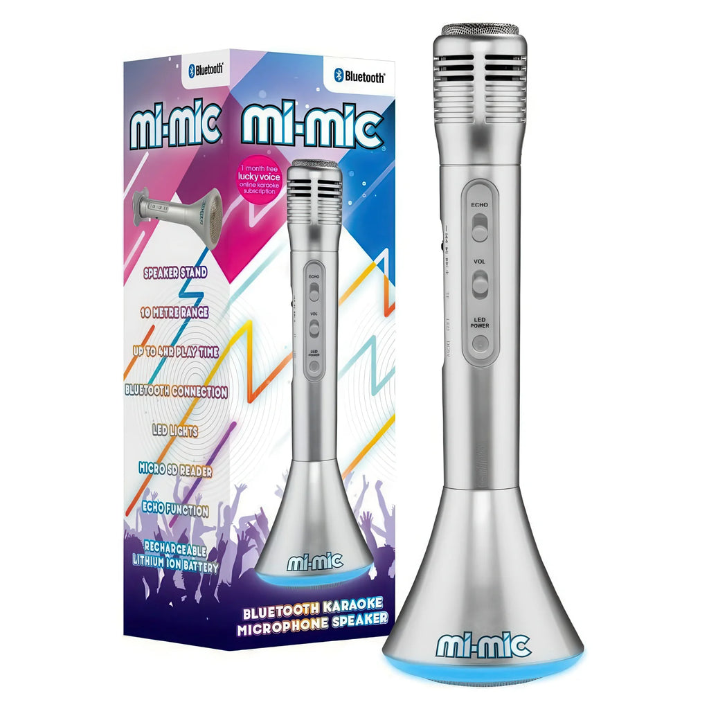 Mi-Mic Portable Bluetooth Karaoke Microphone Speaker - Silver - TOYBOX Toy Shop