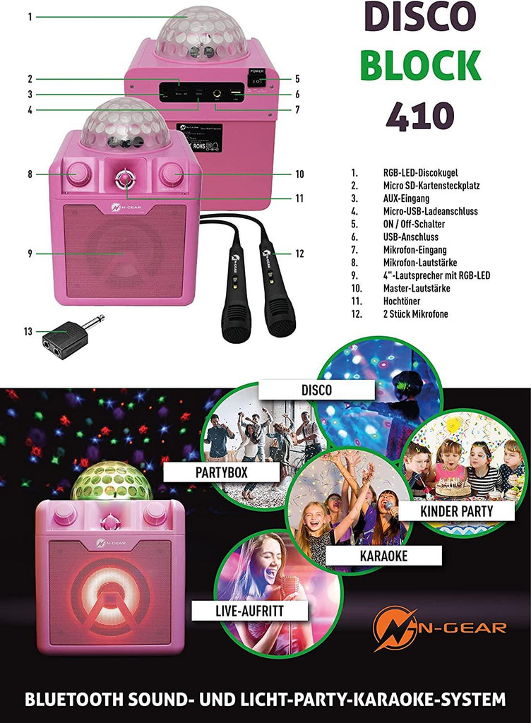 N-Gear 7 in 1 Disco Star 710 Karaoke Party System, Pink - TOYBOX Toy Shop