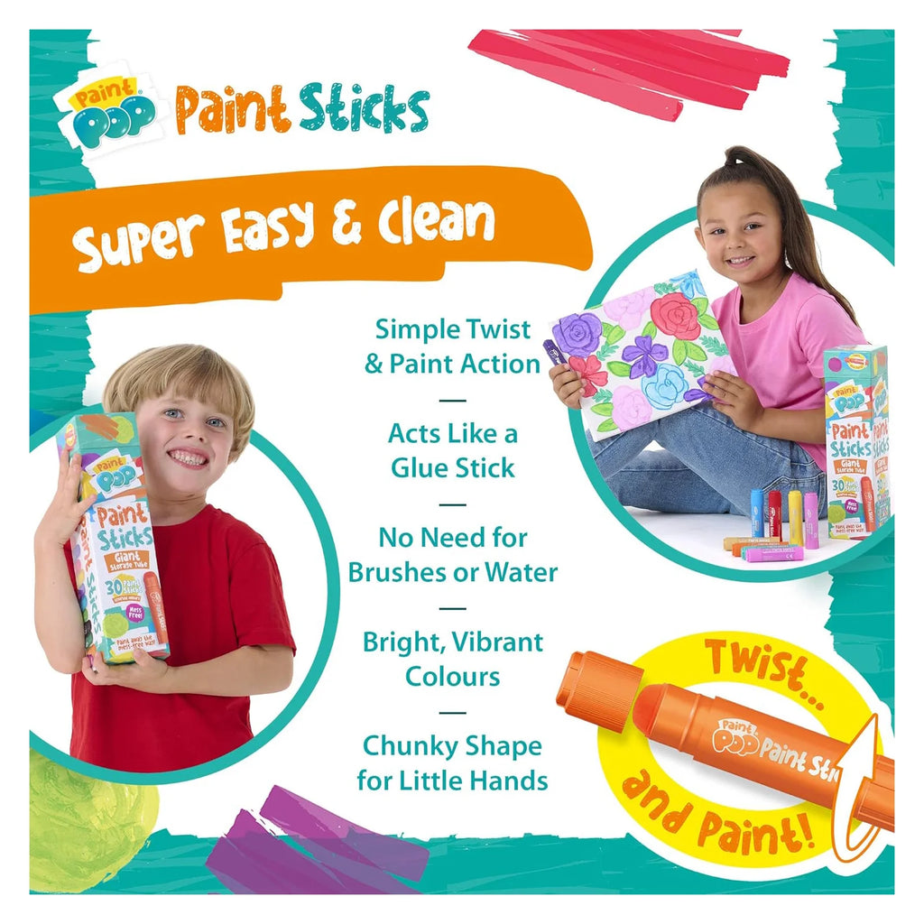 Paint Pop Paint Sticks For Kids - 30 Pack Giant Tube - TOYBOX Toy Shop