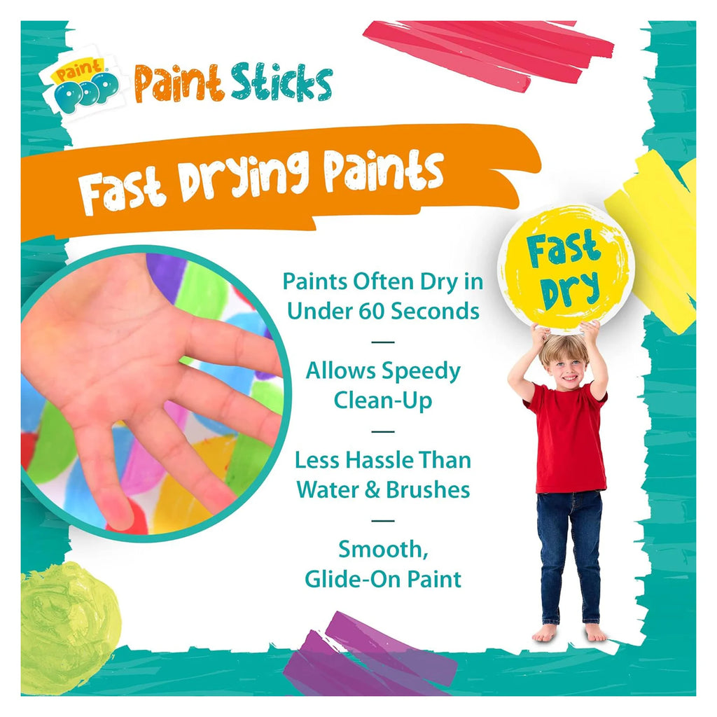 Paint Pop Paint Sticks For Kids - 6 Pack Metallic Assorted Colours - TOYBOX Toy Shop