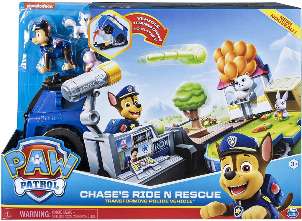 PAW Patrol 6053389 Chase’s Ride ‘n’ Rescue, Transforming 2-in-1 Playset and Police Cruiser - TOYBOX Toy Shop