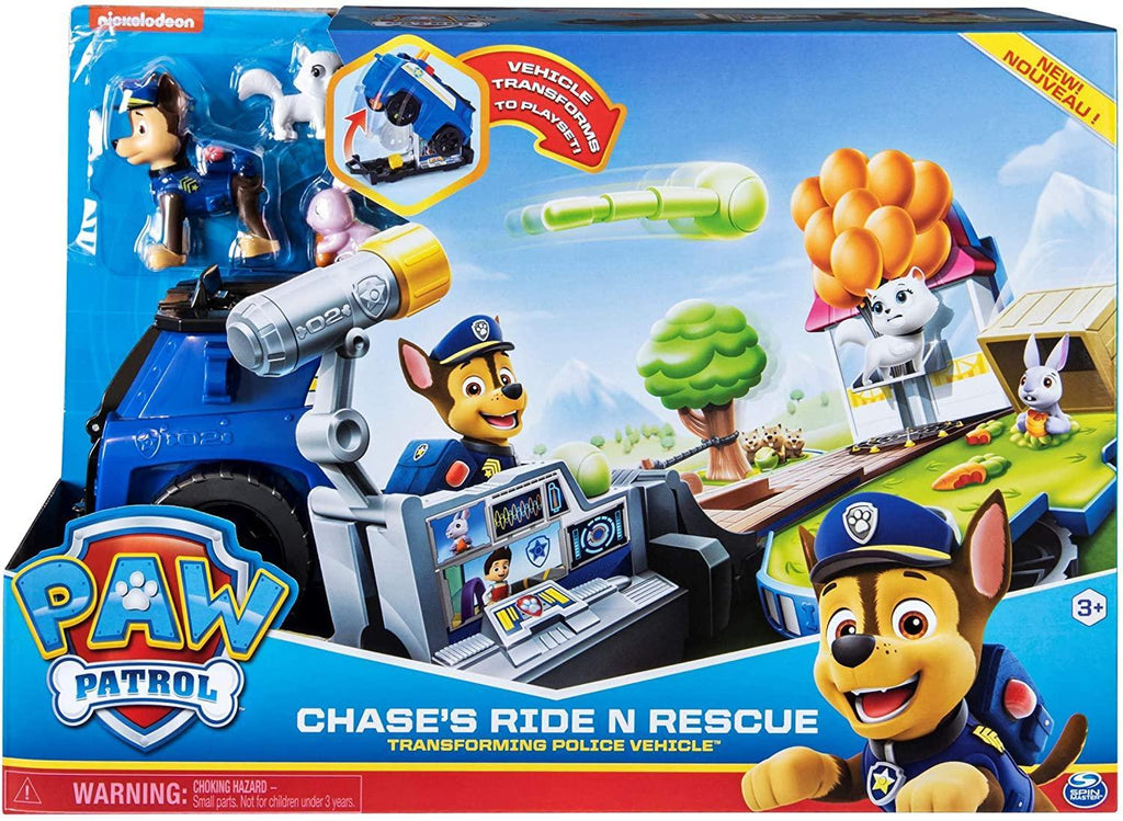 PAW Patrol 6053389 Chase’s Ride ‘n’ Rescue, Transforming 2-in-1 Playset and Police Cruiser - TOYBOX Toy Shop