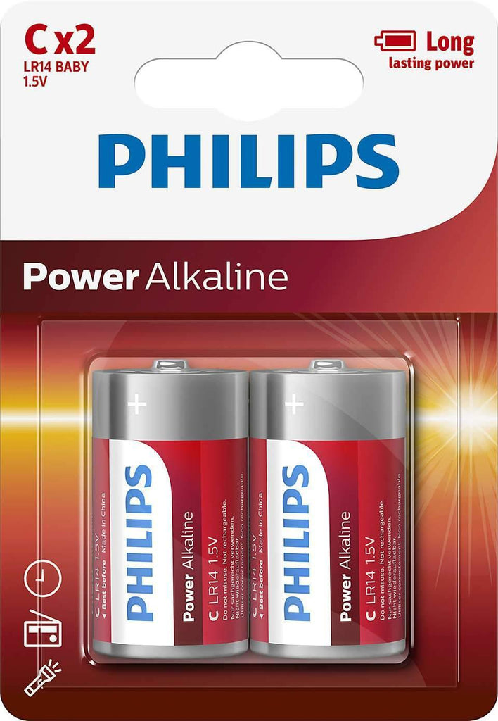 Philips Power Alkaline C Type Batteries Pack of 2 - TOYBOX Toy Shop