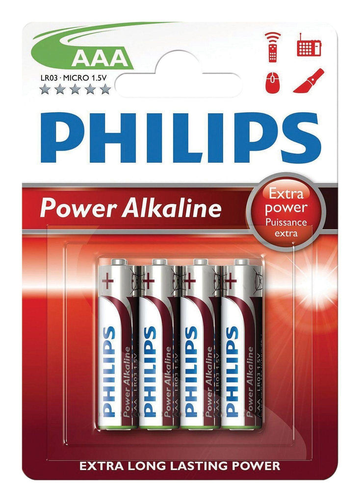 Philips Power Alkaline Type AAA Batteries Pack of 4 - TOYBOX Toy Shop