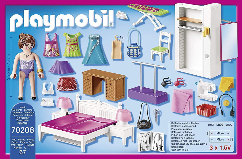 PLAYMOBIL 70208 Bedroom with Sewing Corner Furniture Pack - TOYBOX Toy Shop