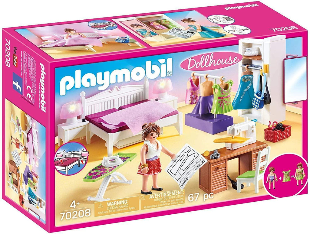 PLAYMOBIL 70208 Bedroom with Sewing Corner Furniture Pack - TOYBOX Toy Shop