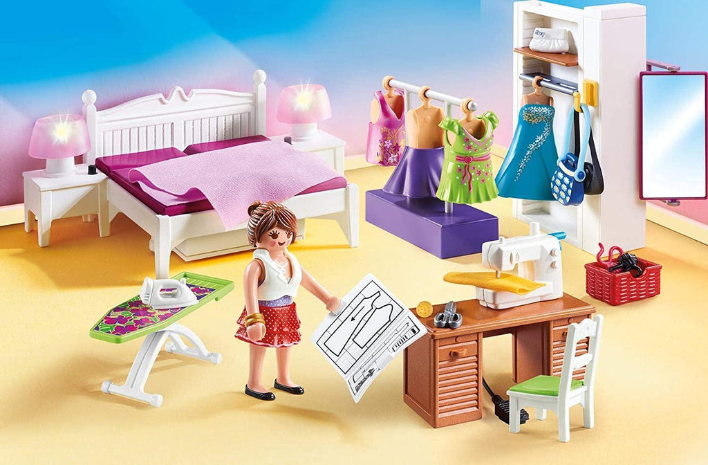 PLAYMOBIL 70208 Bedroom with Sewing Corner Furniture Pack - TOYBOX Toy Shop