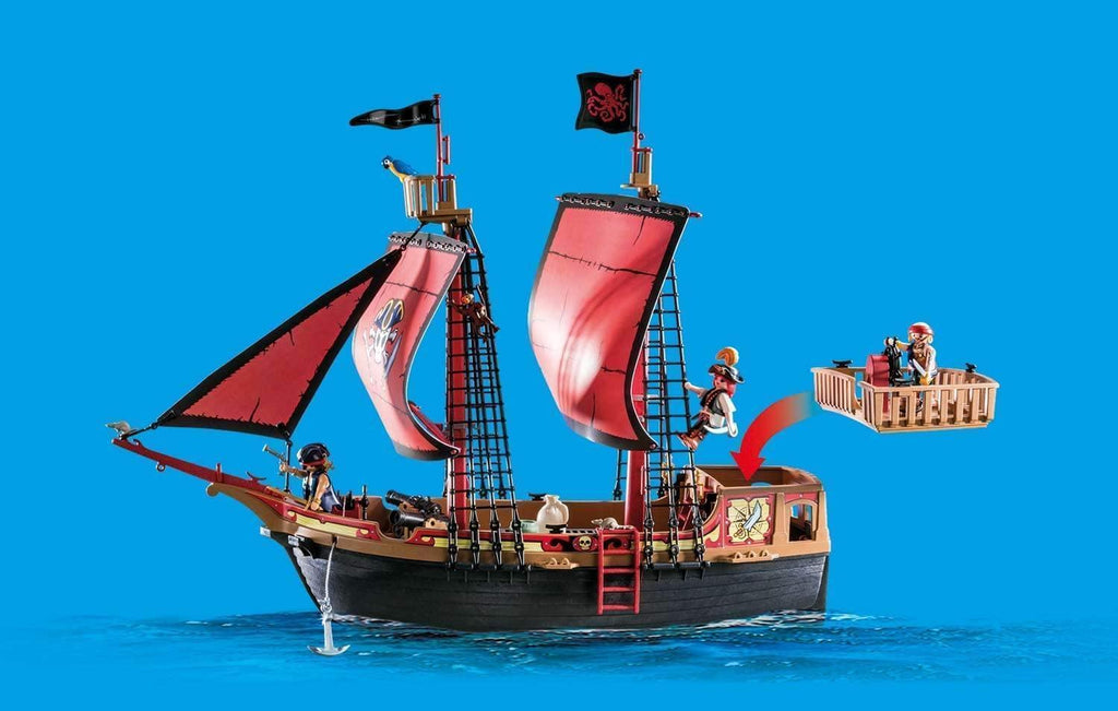 PLAYMOBIL 70411 Pirates Large Floating Pirate Ship with Cannon - TOYBOX Toy Shop