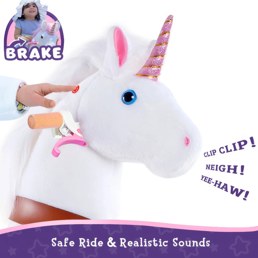 PonyCycle Mechanically Walking Ride-On White Unicorn - Age 7+ - TOYBOX Toy Shop