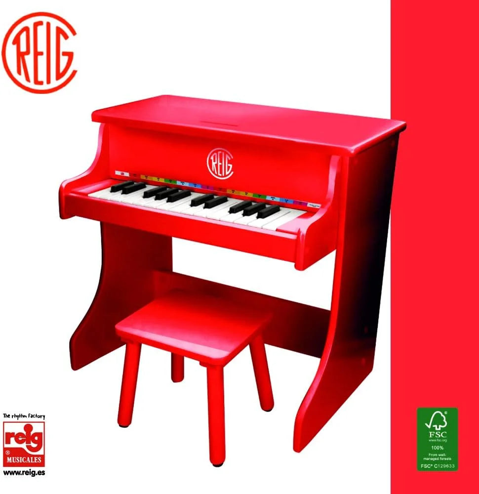REIG Children's Wooden Upright Grand Piano - Red - TOYBOX Toy Shop