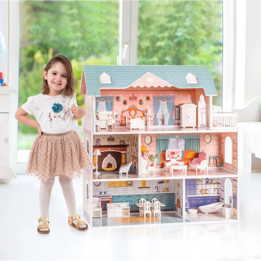 ROBUD Wooden Dollhouse for with Furniture - TOYBOX Toy Shop