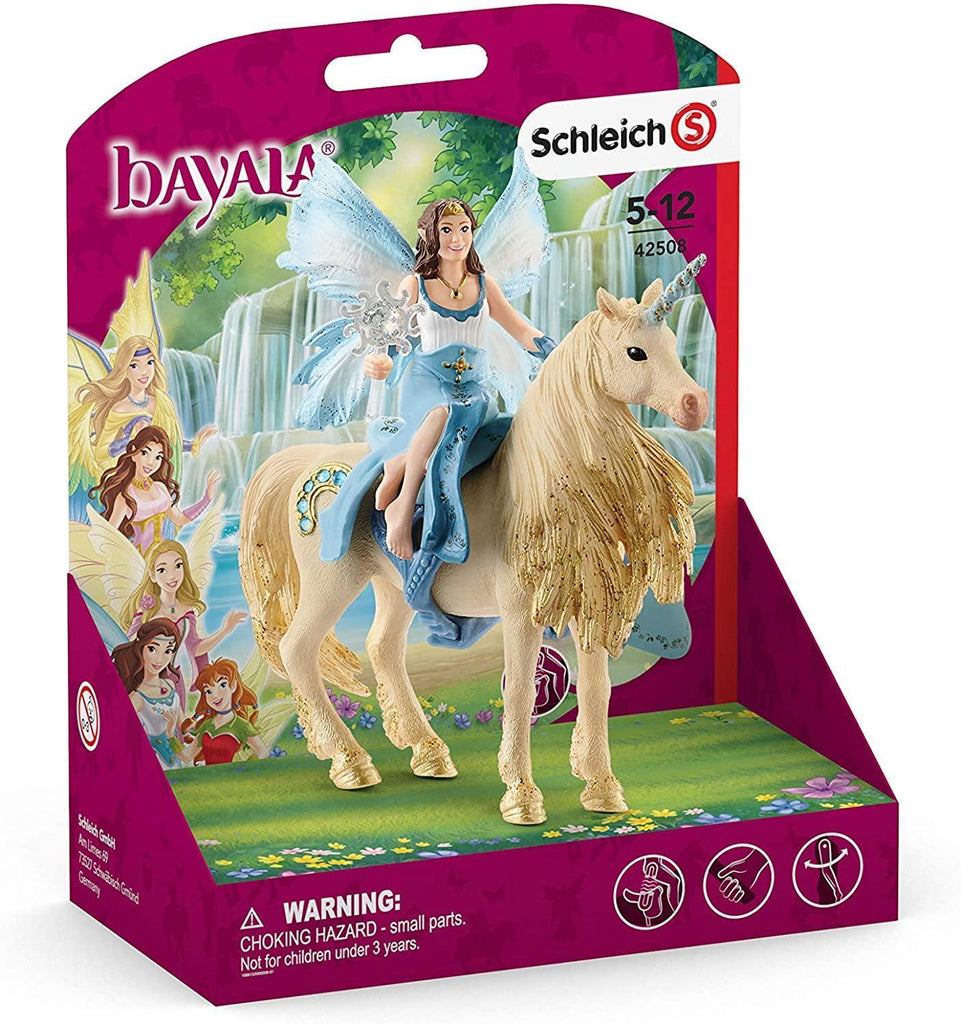 SCHLEICH 42508 Eyela Riding On Golden Unicorn Figure - TOYBOX Toy Shop