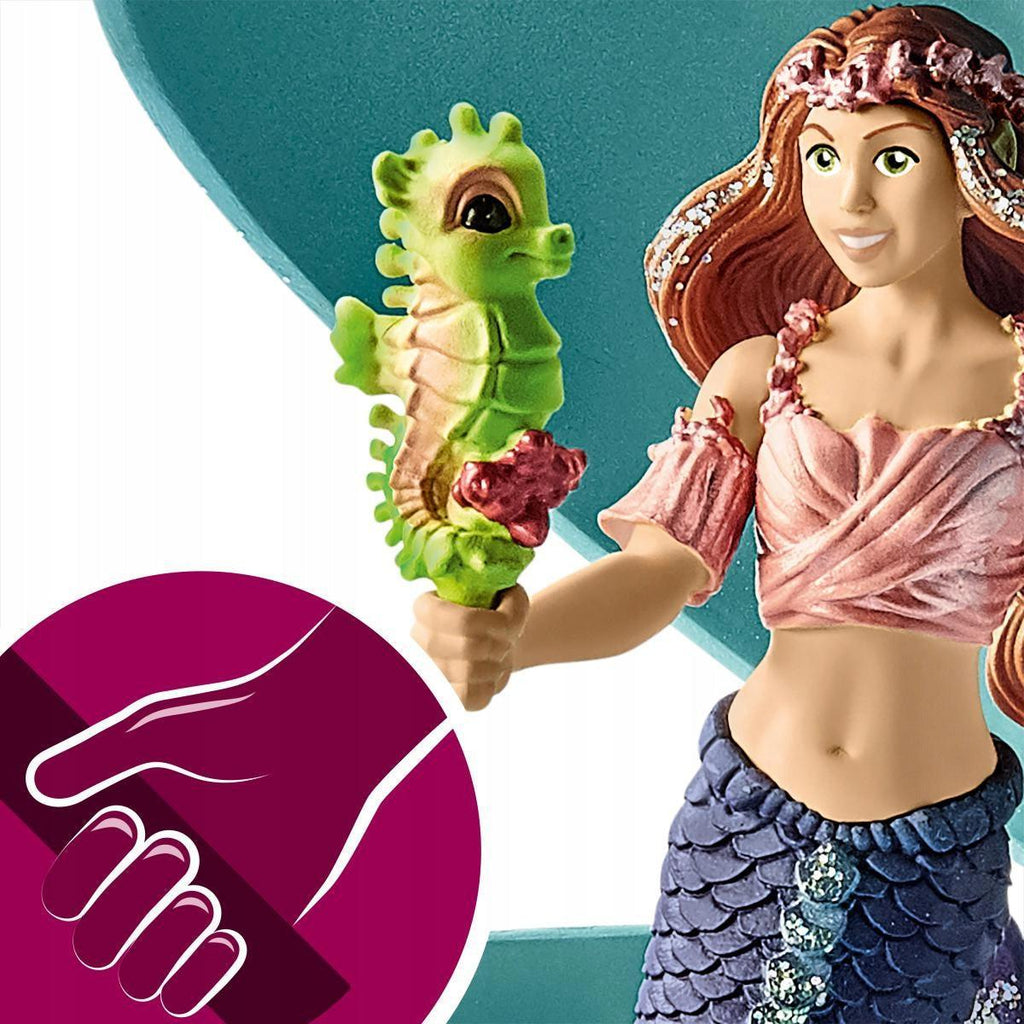 Schleich 70563 Mermaid With Baby Seahorse in Shell Figure - TOYBOX Toy Shop