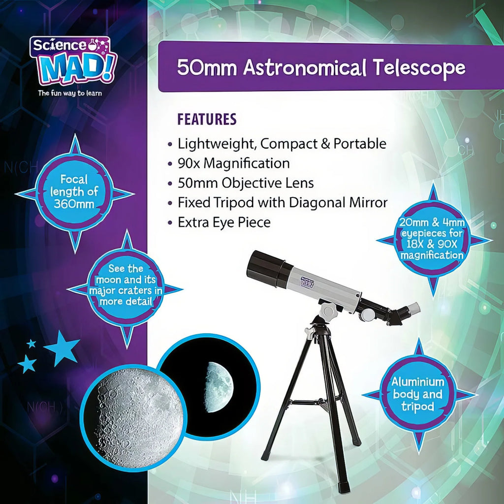 Science Mad 50mm Astronomical Telescope - TOYBOX Toy Shop