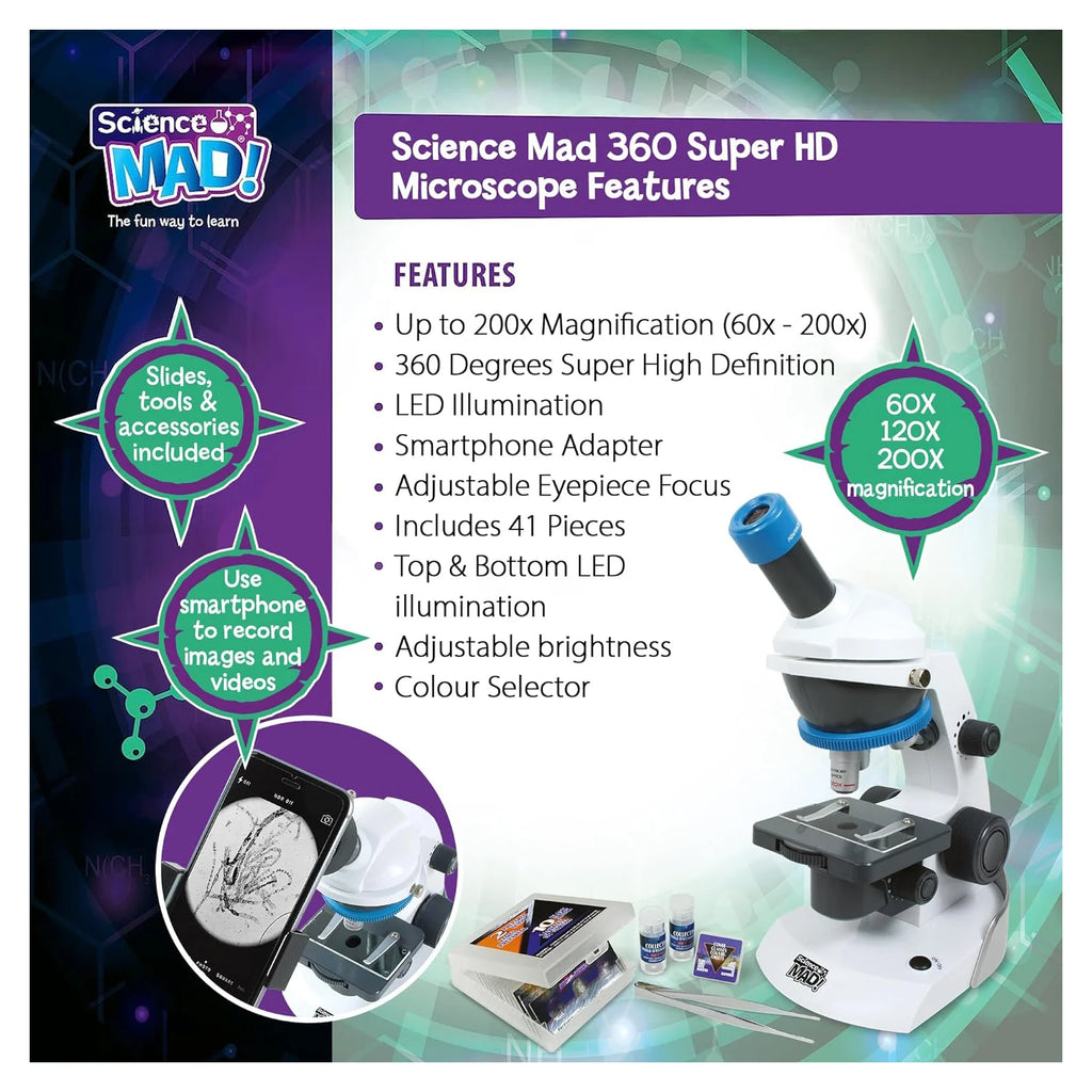 Science MAD! SM54-360 Super HD Microscope - TOYBOX Toy Shop