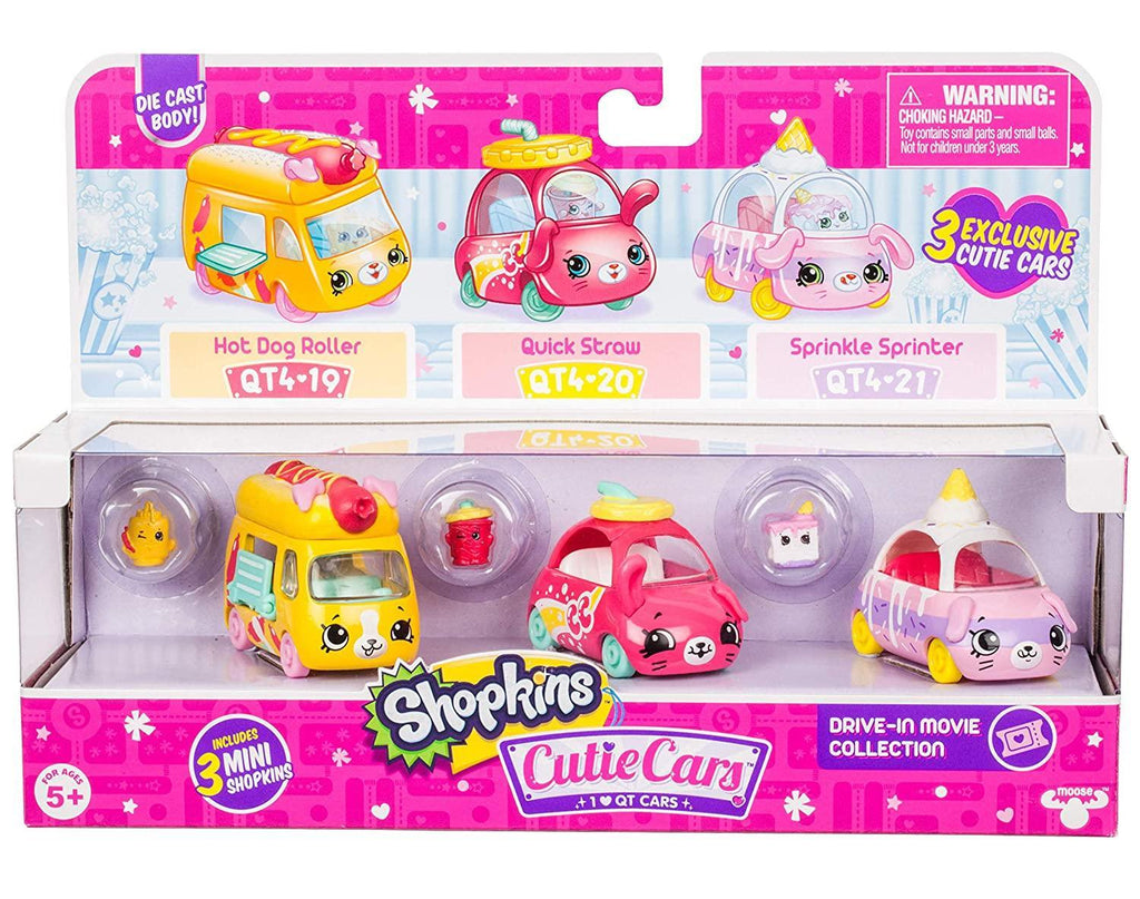 Shopkins Cutie Cars Drive-in Movie 3-Cars Pack - Assorted - TOYBOX Toy Shop