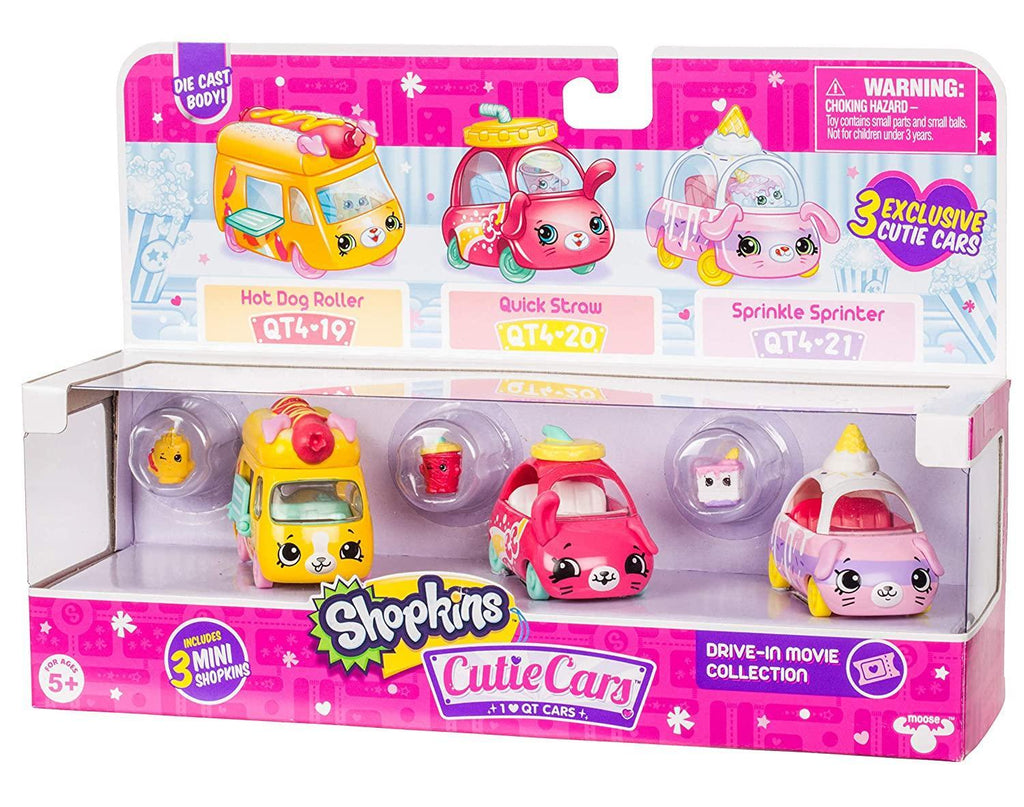 Shopkins Cutie Cars Drive-in Movie 3-Cars Pack - Assorted - TOYBOX Toy Shop