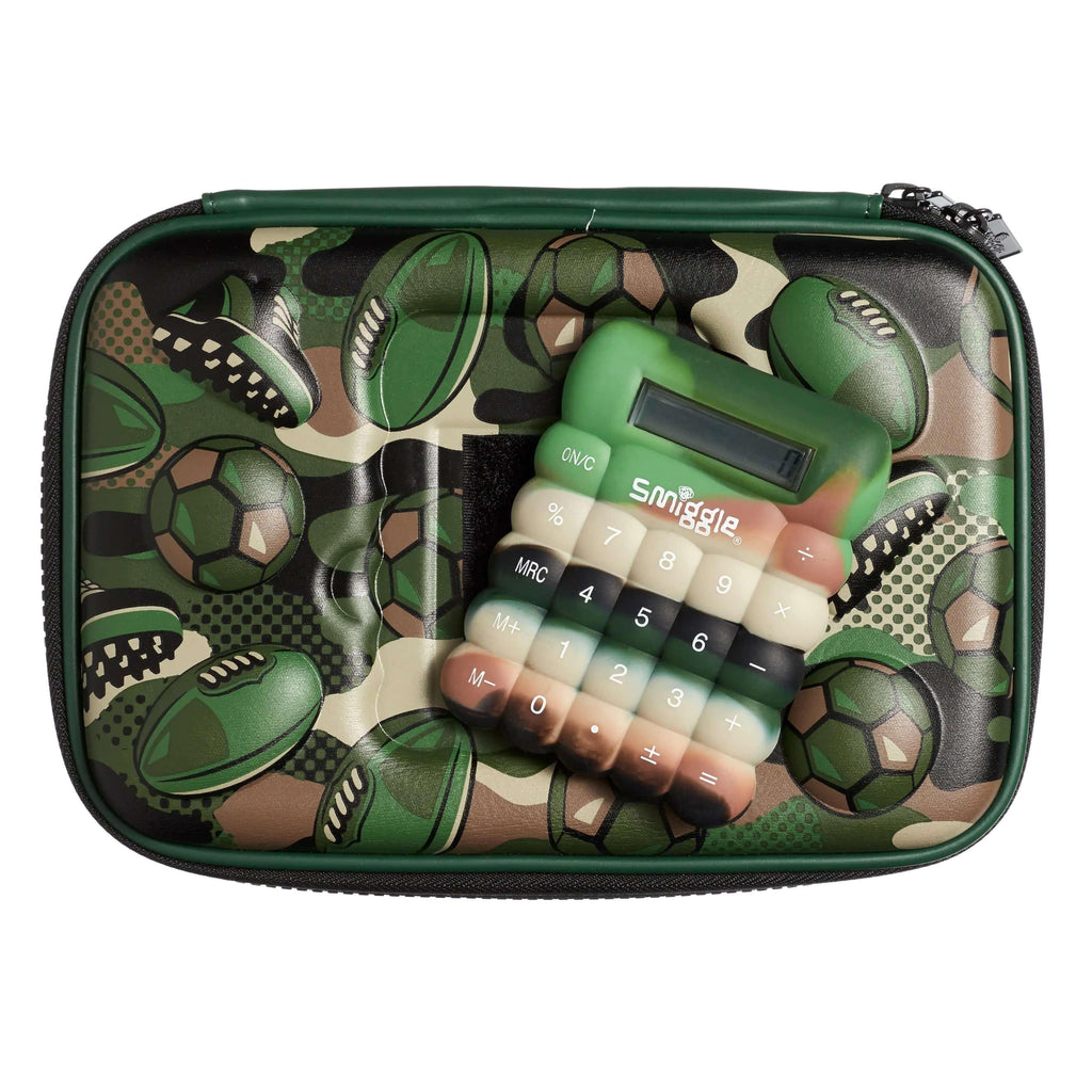 SMIGGLE Calculator Hardtop Pencil Case - Dark Green - TOYBOX Toy Shop