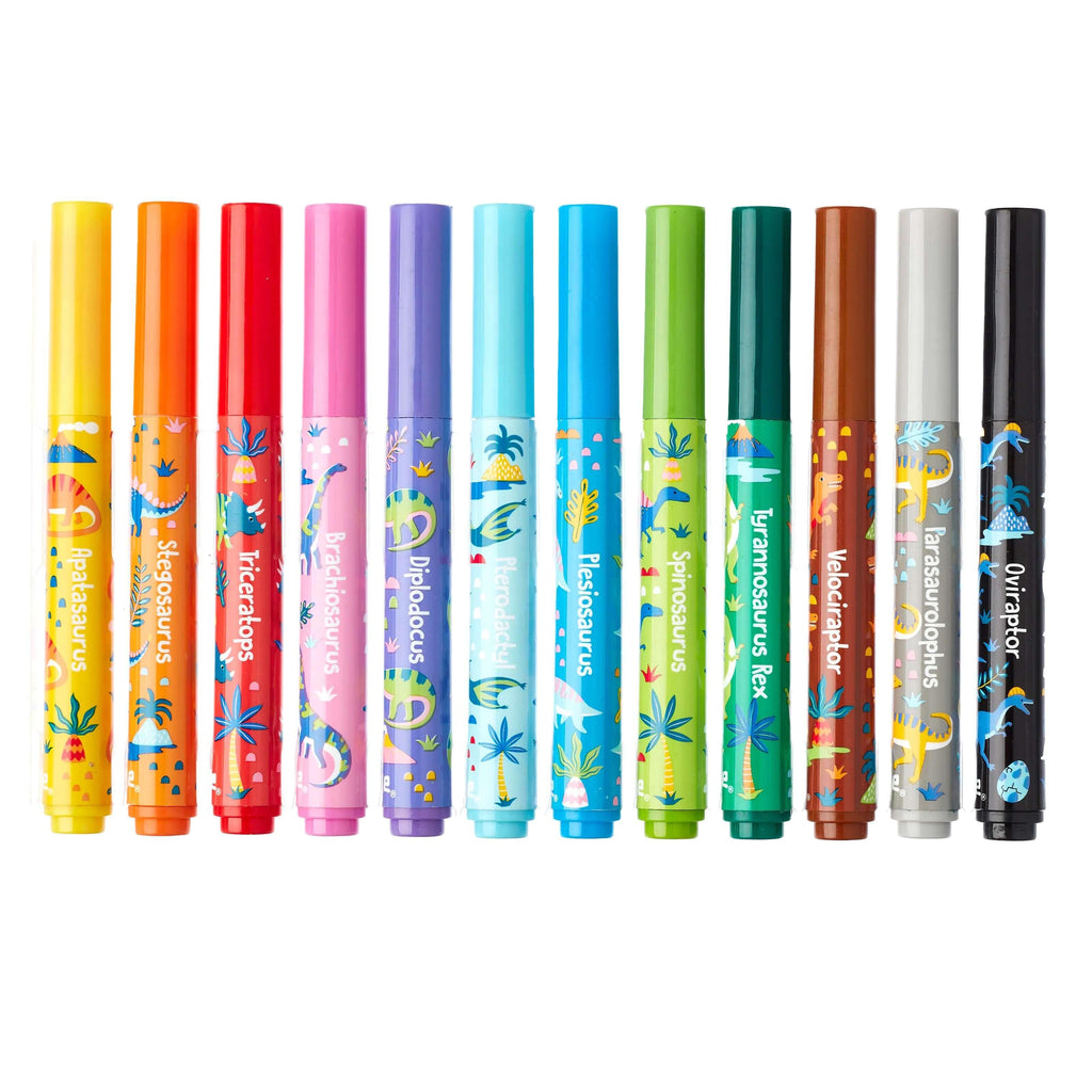 SMIGGLE Dino World Scented Markers Pack x 12 Colour Mix - TOYBOX Toy Shop