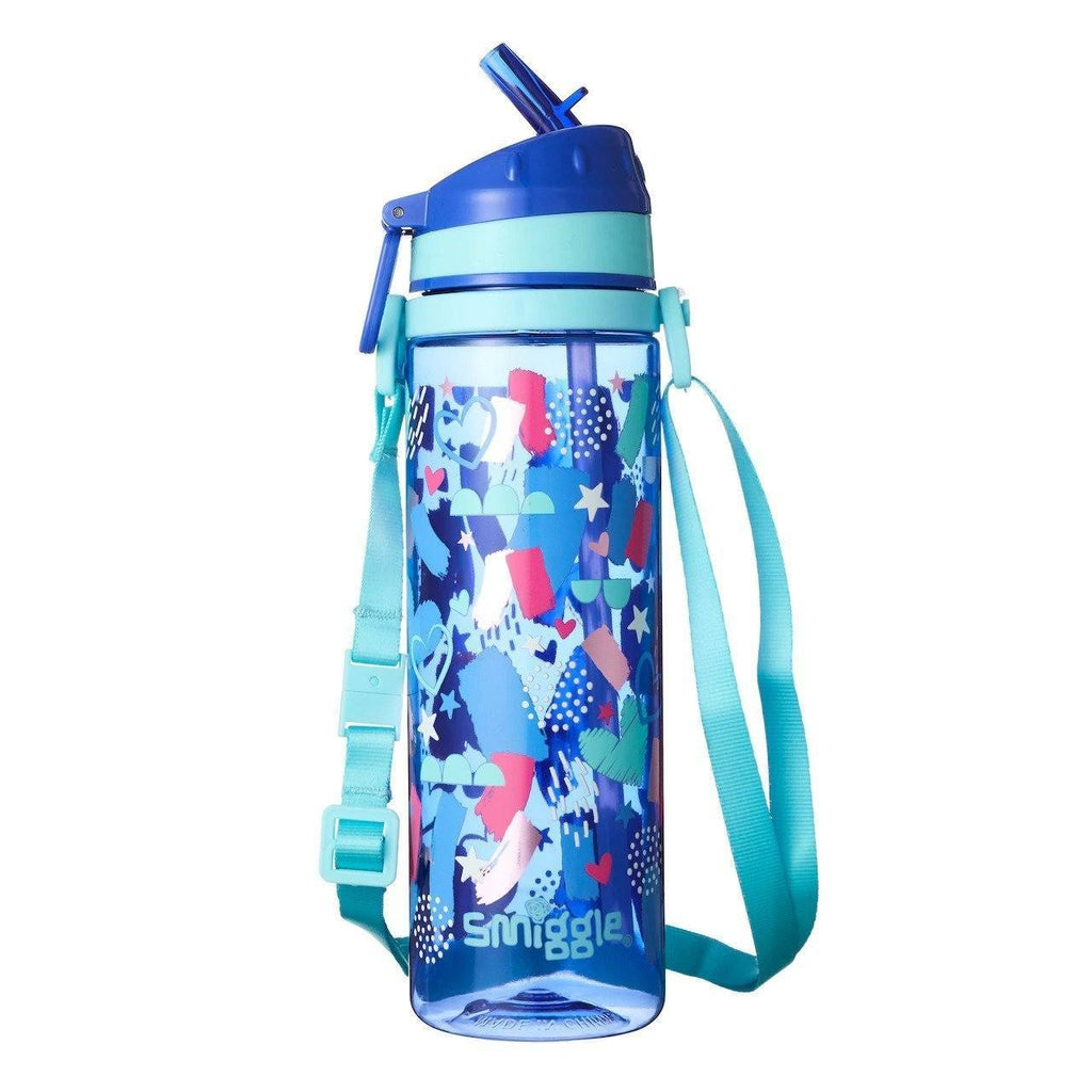 SMIGGLE Dizzy Strap Drinking Bottle, Blue/Aqua - TOYBOX Toy Shop