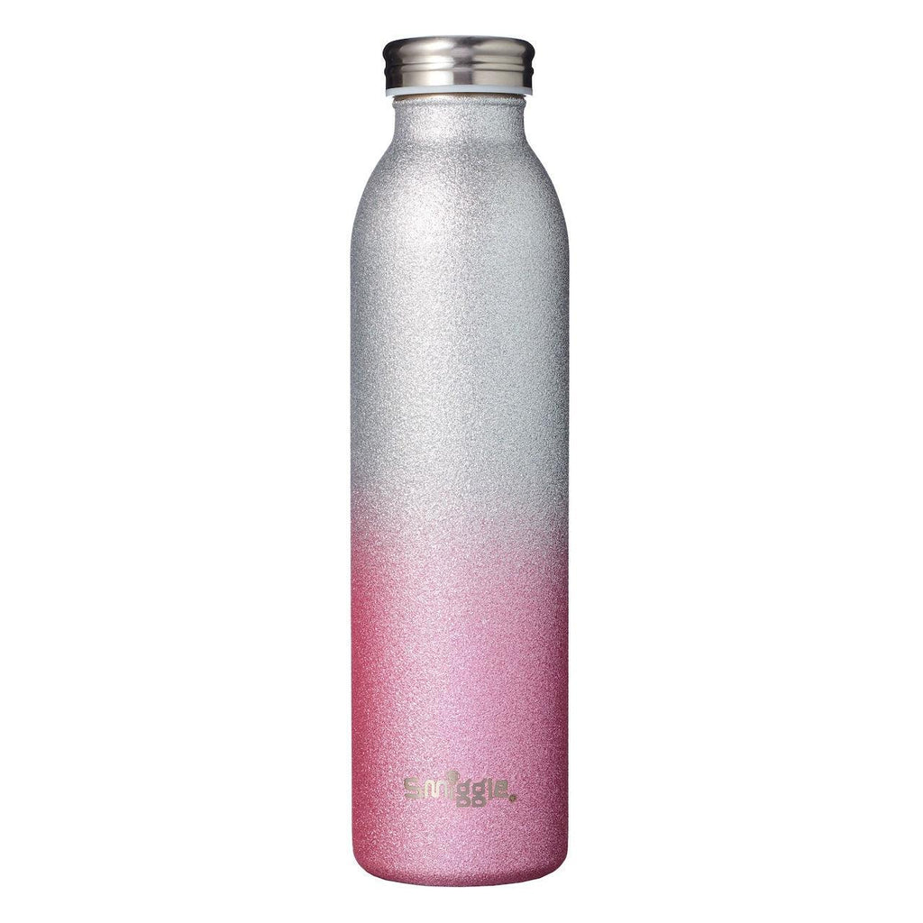 SMIGGLE Glitter Slimline Stainless Steel Drink Bottle 600Ml - Pink - TOYBOX Toy Shop
