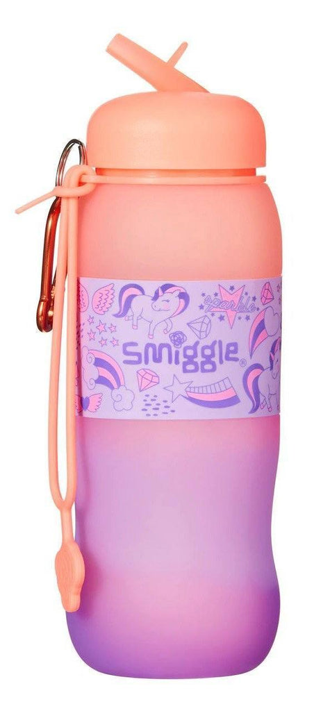 SMIGGLE Golly Silicone Roll Drink Bottle - Coral - TOYBOX Toy Shop