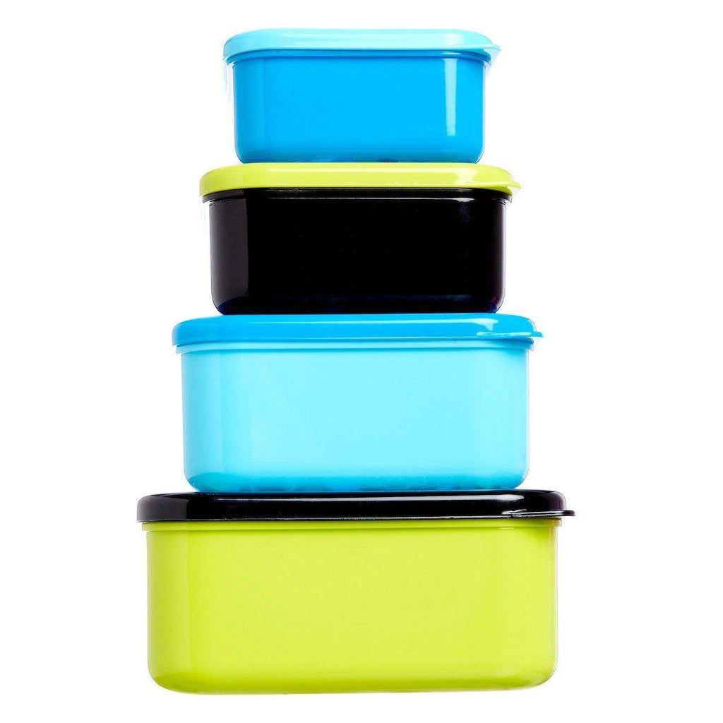 SMIGGLE Happy Snack N' Stack Containers x 4 - Black - TOYBOX Toy Shop