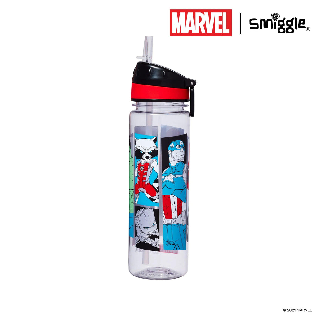 SMIGGLE Marvel Drink Up Plastic Bottle 650Ml - Black - TOYBOX Toy Shop
