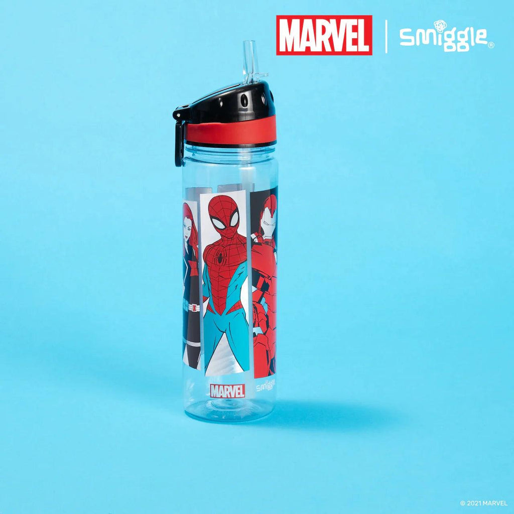 SMIGGLE Marvel Drink Up Plastic Bottle 650Ml - Black - TOYBOX Toy Shop