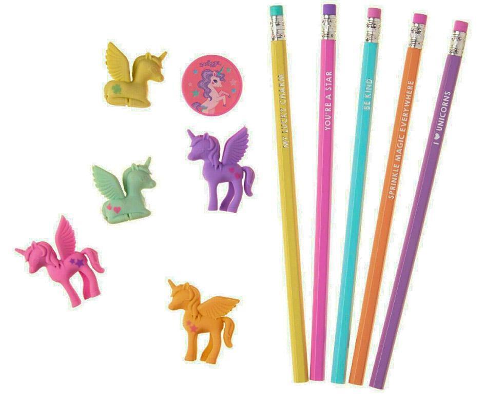 SMIGGLE Unicorn Universe Pencils And Erasers Set - TOYBOX Toy Shop