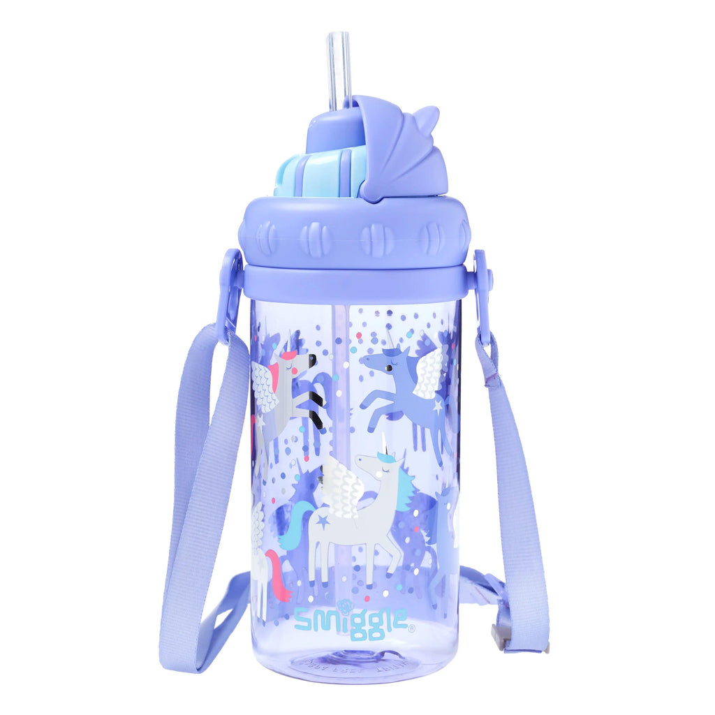 SMIGGLE Up & Down Teeny Tiny Plastic Drink Bottle With Strap 400Ml - Lilac - TOYBOX Toy Shop