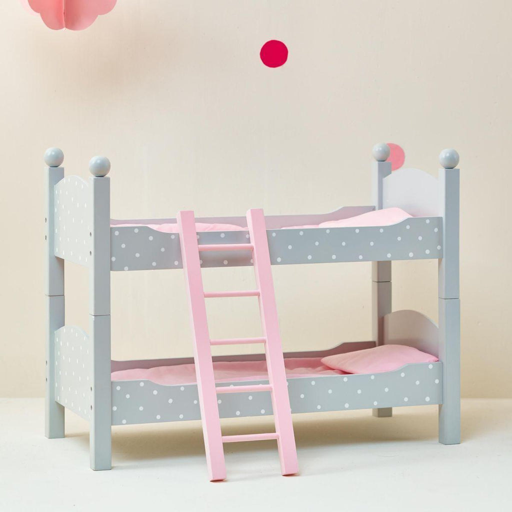 Teamson USA Polka Dots Princess 18-inch Doll Double Bunk Bed - Gray/Pink - TOYBOX Toy Shop