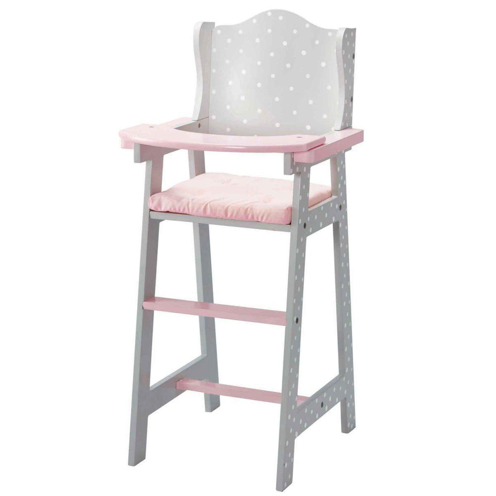 Teamson USA TD-0098AG Polka Dots Princess Baby Doll High Chair - Gray - TOYBOX Toy Shop