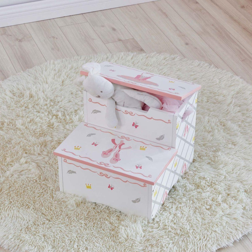 Teamson USA TD-12719A Swan Lake Step Stool with Storage - TOYBOX Toy Shop