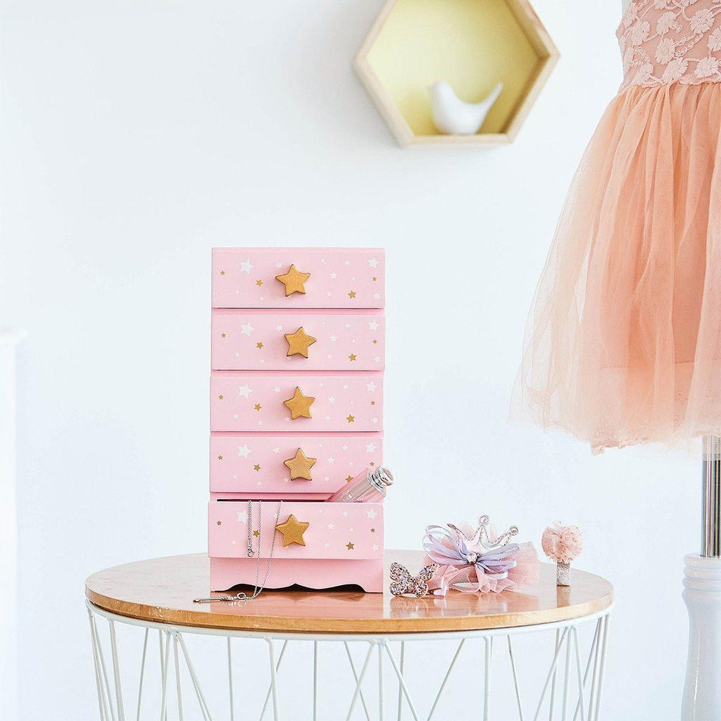 Teamson USA TD-12884A Fashion Star Prints Renee Jewelry Box - Pink / White / Gold - TOYBOX Toy Shop