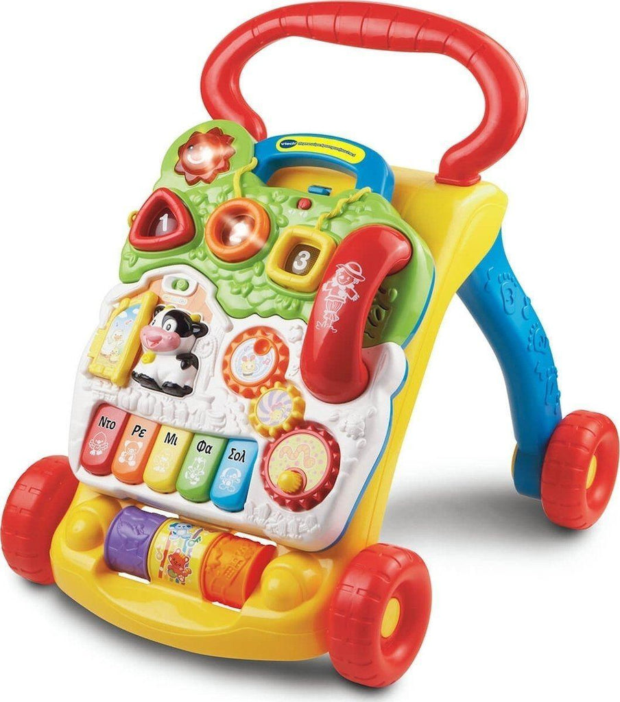 VTech 2 in 1 Baby Walker, Greek, Multi-Coloured - TOYBOX Toy Shop