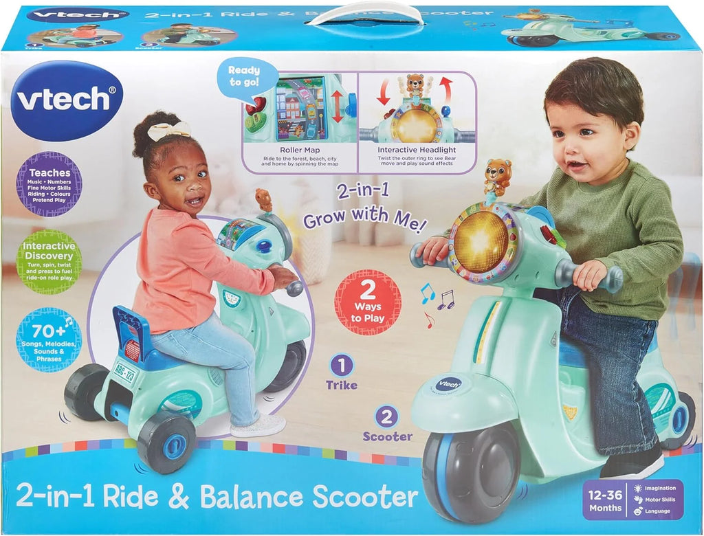 VTech Baby 2-in-1 Ride & Balance Scooter, Blue - TOYBOX Toy Shop