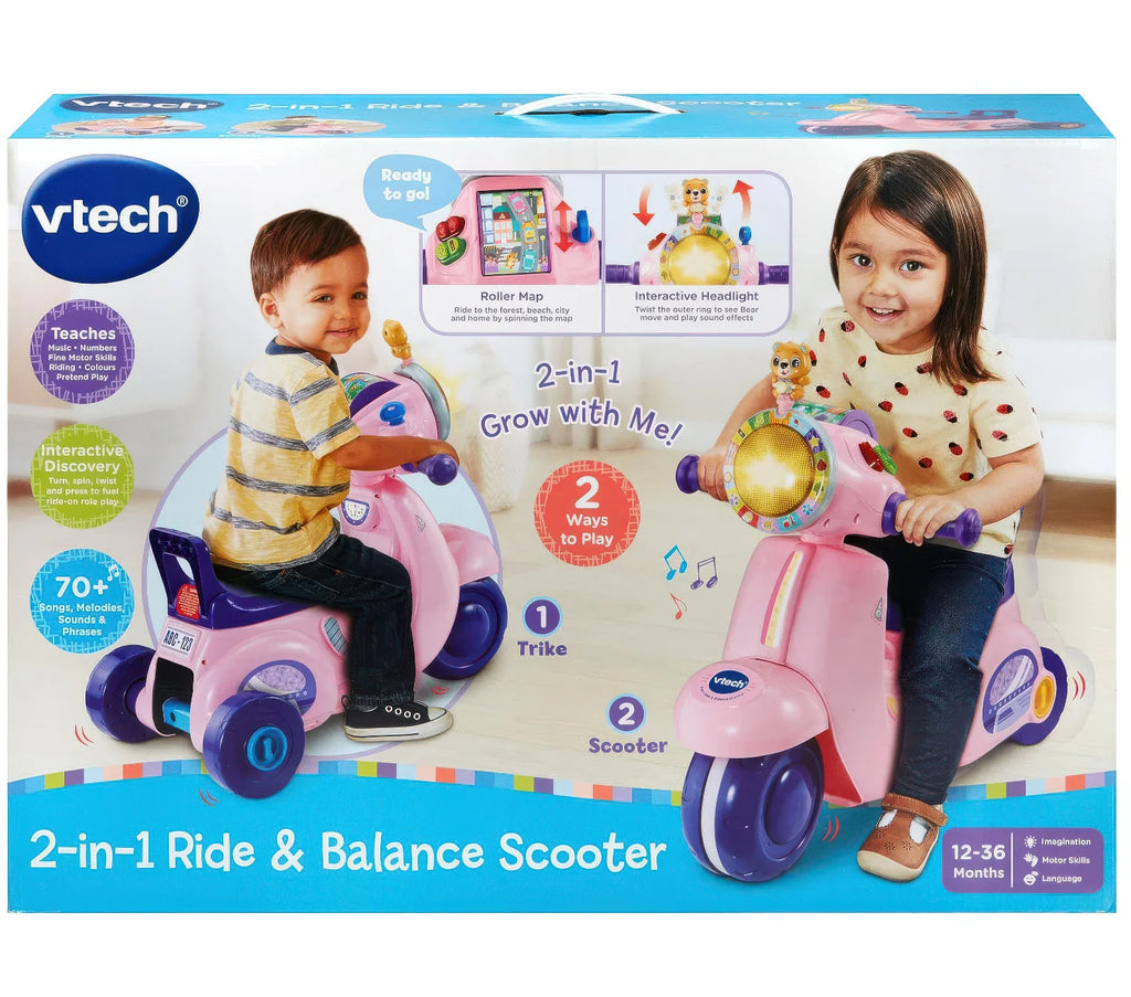 VTech Baby 2-in-1 Ride & Balance Scooter, Pink - TOYBOX Toy Shop