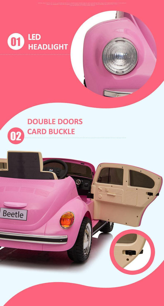 VW Beetle 12V Battery Ride-on Car with Remote Control - Colour Pink - TOYBOX Toy Shop