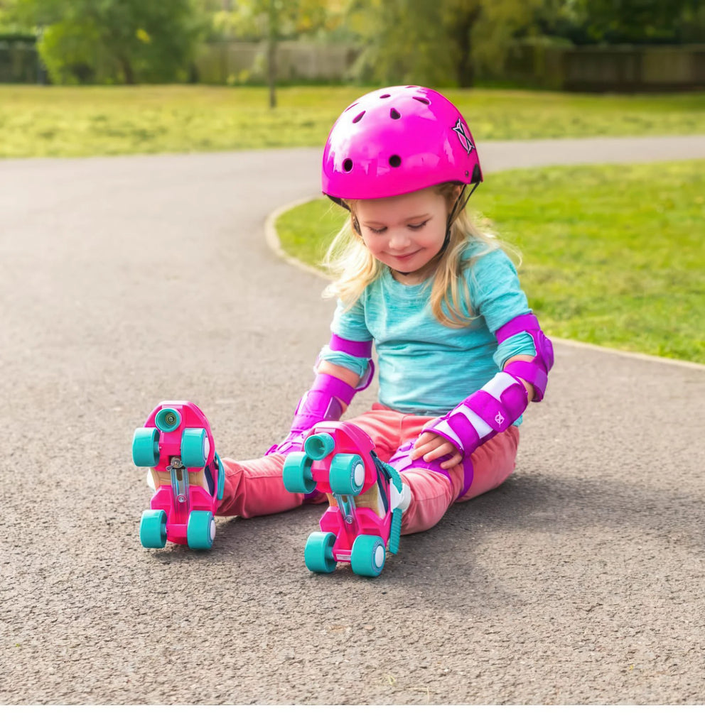 Xootz Beginner Trainer Skates, My First 4 Wheel Quad Roller Skates - Pink - TOYBOX Toy Shop