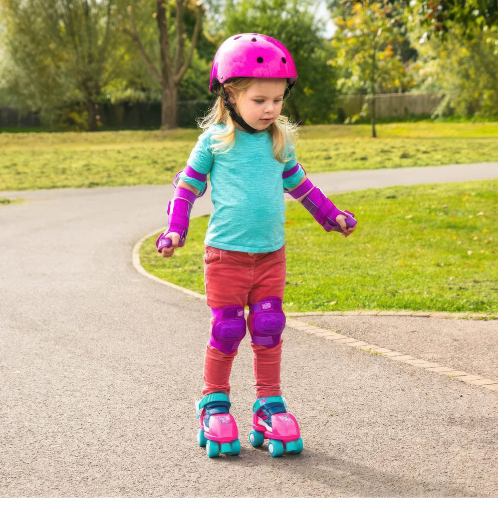 Xootz Beginner Trainer Skates, My First 4 Wheel Quad Roller Skates - Pink - TOYBOX Toy Shop