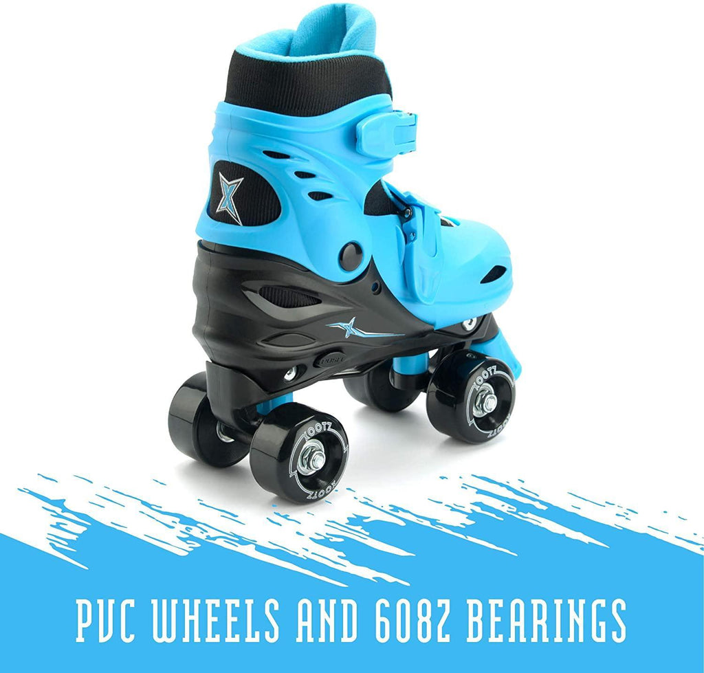 XOOTZ Boys Quad Skates, Beginner Adjustable Roller Skates, Blue/Black, Size Medium - TOYBOX Toy Shop