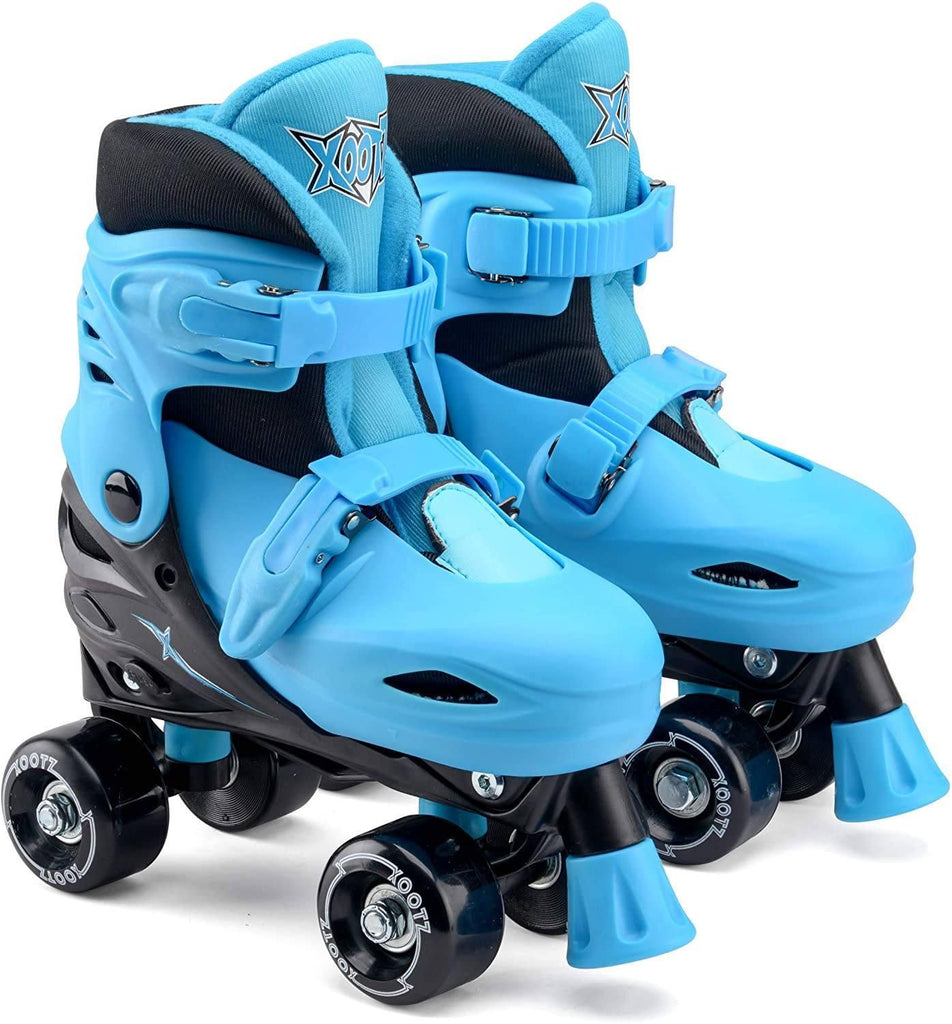 XOOTZ Boys Quad Skates, Beginner Adjustable Roller Skates, Blue/Black, Size Medium - TOYBOX Toy Shop