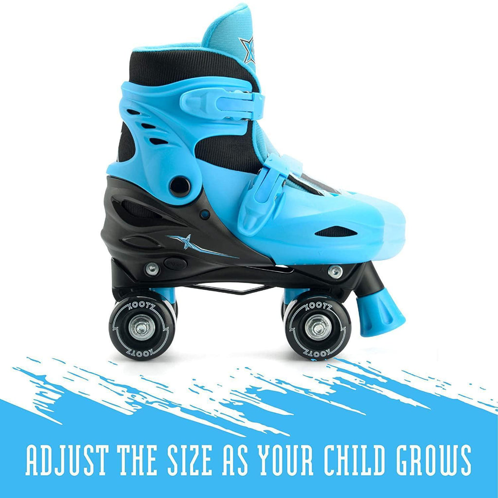 XOOTZ Boys Quad Skates, Beginner Adjustable Roller Skates, Blue/Black, Size Medium - TOYBOX Toy Shop