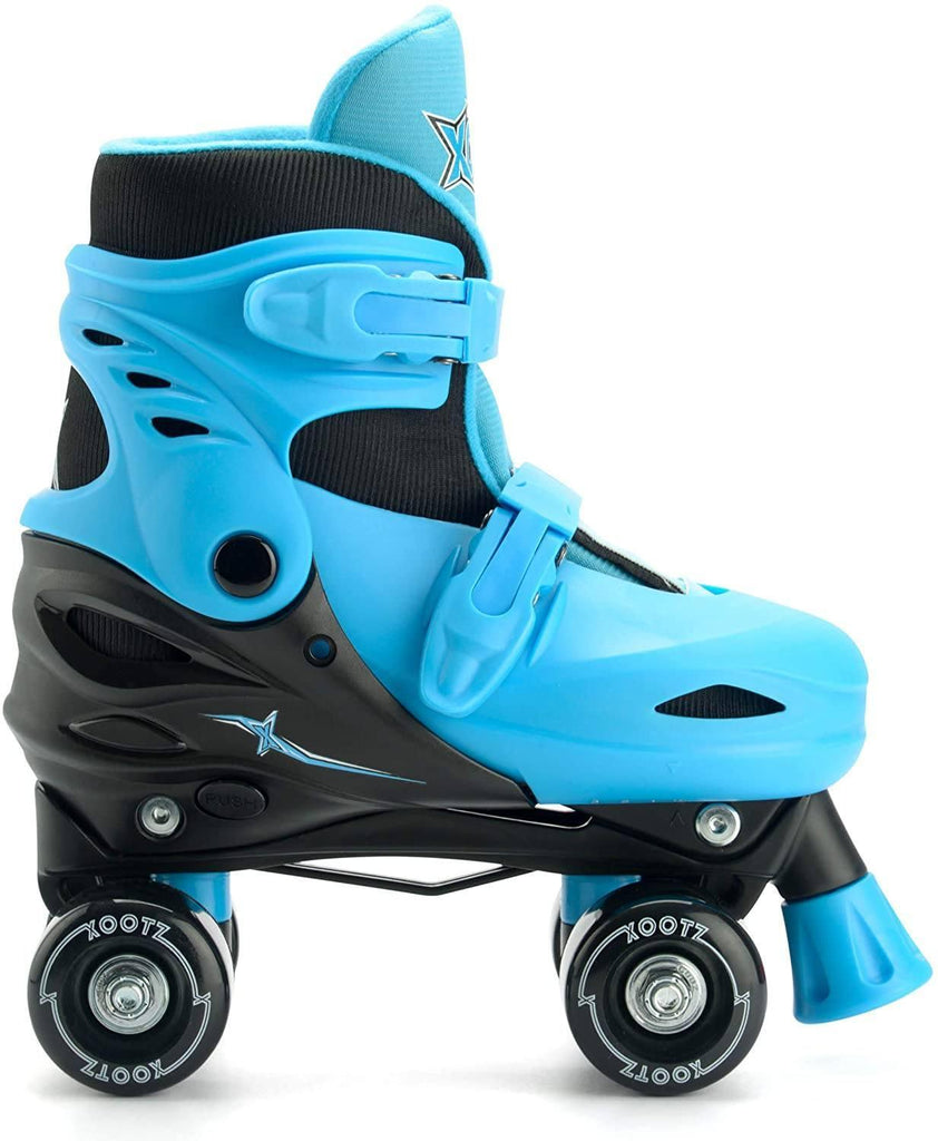 XOOTZ Boys Quad Skates, Beginner Adjustable Roller Skates, Blue/Black, Size Medium - TOYBOX Toy Shop