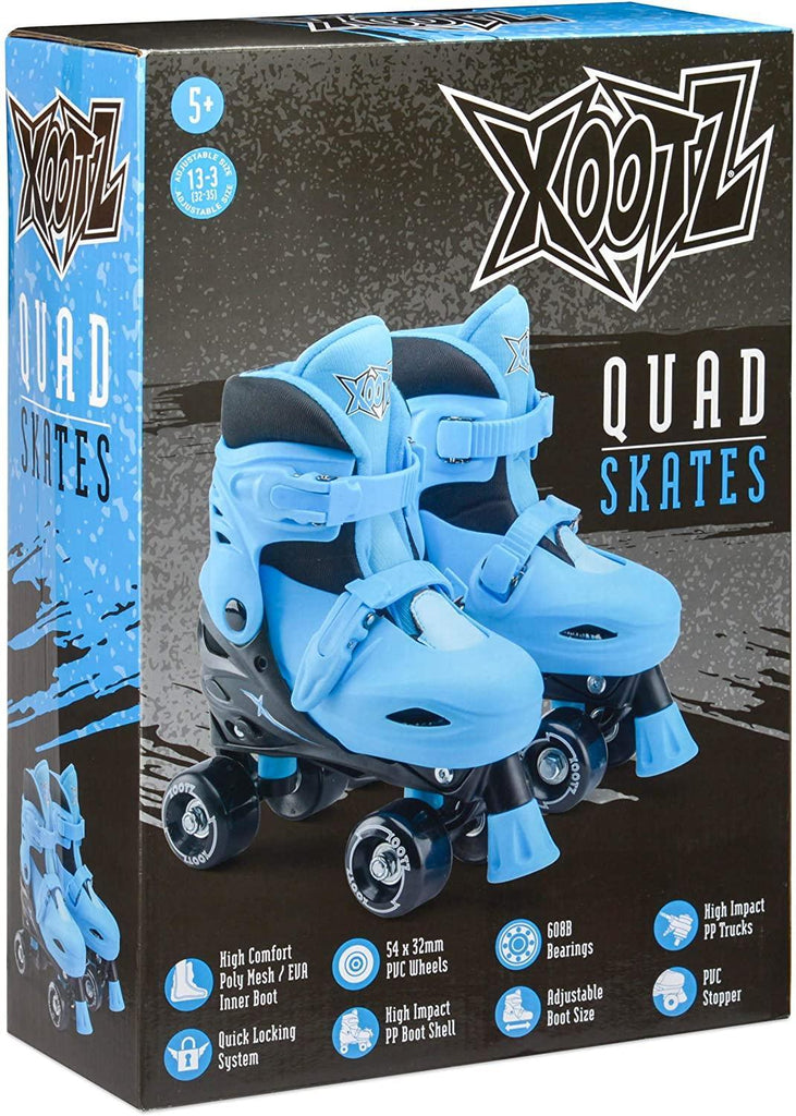 XOOTZ Boys Quad Skates, Beginner Adjustable Roller Skates, Blue/Black, Small - TOYBOX Toy Shop