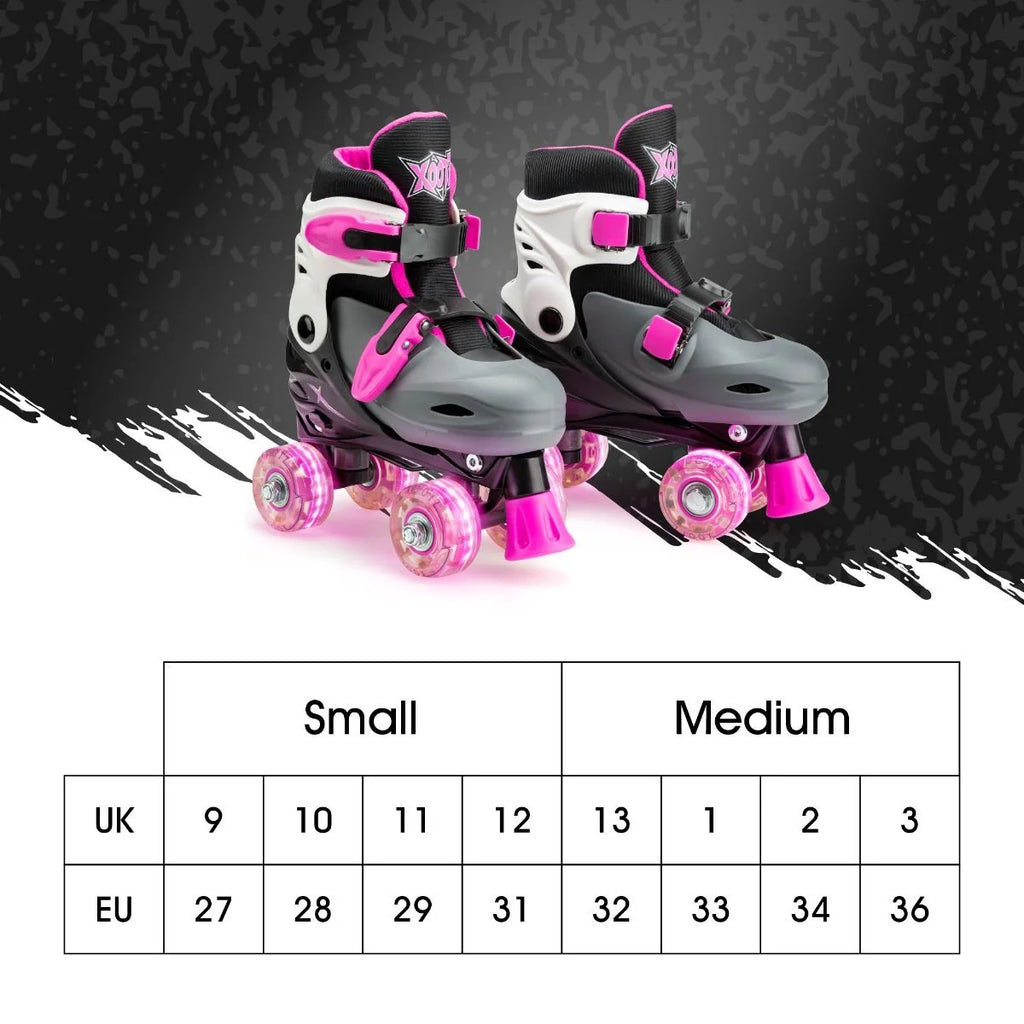 Xootz LED Quad Roller Skates - Pink - Size - TOYBOX Toy Shop