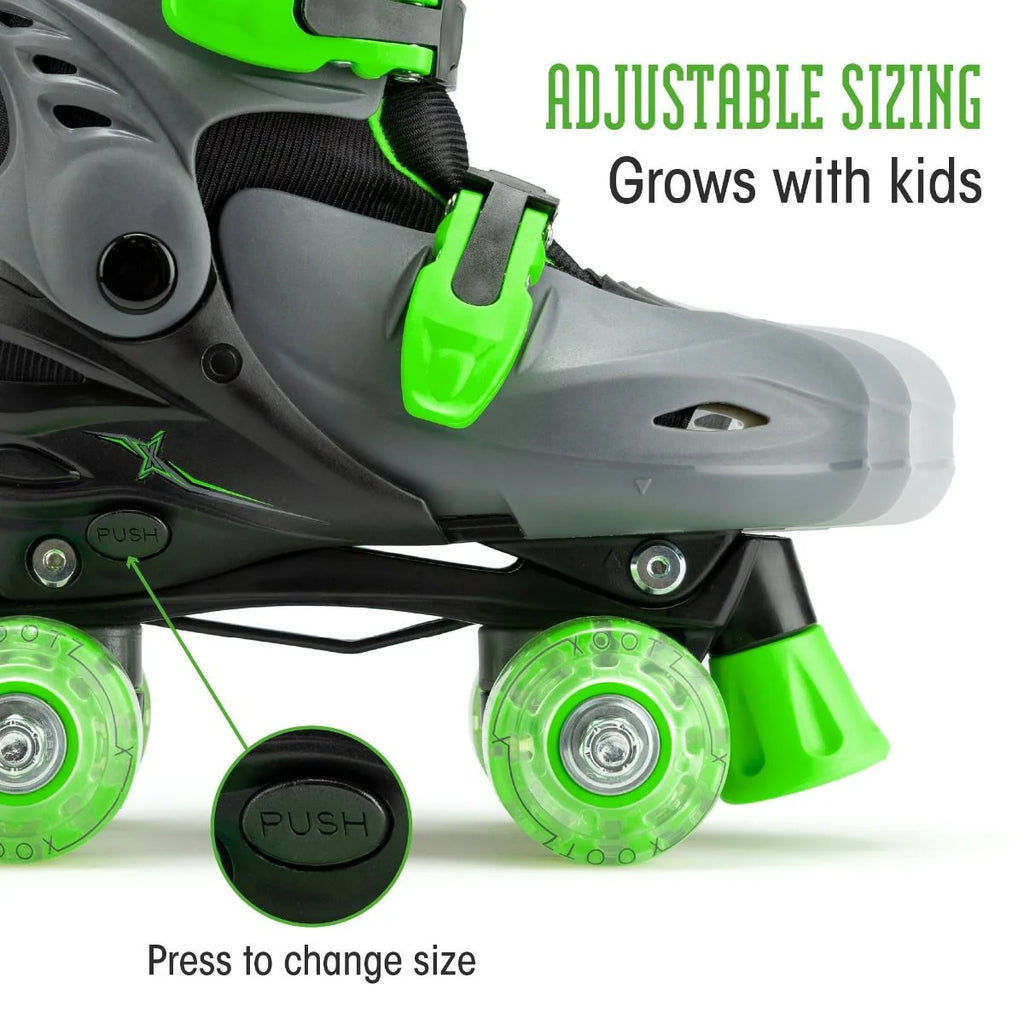 Xootz Quad LED Roller Skates - Green - Size Small - TOYBOX Toy Shop